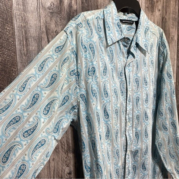 Gear Seven Collection- Blue Paisley Western Button Down Shirt- Sz. L - Picture 2 of 6